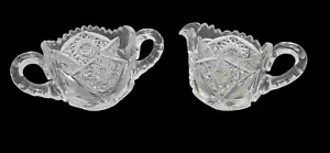 Vintage American Brilliant Cut Pinwheel Crystal Cream and Sugar Set - Picture 1 of 13