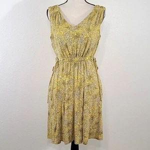 CYNTHIA ROWLEY Yellow/Black/White Floral Sleeveless Dress, size Medium - Picture 1 of 8