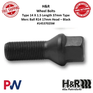 H&R Wheel Bolts Type 14 X 1.5 Length 37mm Type For Mercedes 17mm Head - Black - Picture 1 of 13