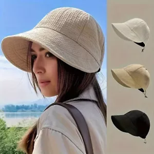 Summer Beach Hat Big Visor Sun Hats For Women UV Protection Baseball Cap - Picture 1 of 14