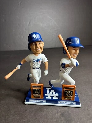 Corey Seager Cody Bellinger Signed Back 2 Back ROY Bobblehead Dodgers PSA MLB - Image 1 of 4