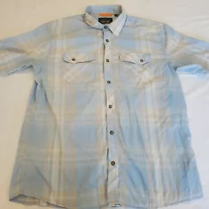 Orvis Hemd Herren Large blau kurzarm leicht FORELLENBUM Button Down L - Bild 1 von 5