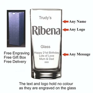 Personalised Hi Ball, Ribena Glass Birthday, Christmas, Valentines Day Gift - Picture 1 of 12