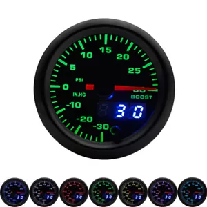 2" Digital / Pointer Dual Display Turbo Boost Gauge 0-30 PSI 7 Colors Adjustable - Picture 1 of 11