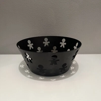 "Frutero Alessi Girotondo King Kong Italia borde perforado negro pequeño 3,5""x8""" Foto 1 de 4