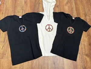 LAT  Lot of 3 Girls Sz. XS/S Jersey Short Sleeve Hoodie Tee  NWOT Custom Peace - Picture 1 of 10