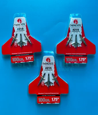 3 paquetes Swhacker Ballesta #219 Ampliable 100 Granos Tiro con Arco Cabeza Ancha Foto 1 de 3