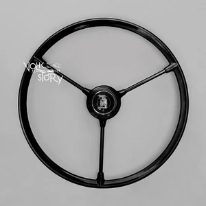 VW Type2 Barn door spilt early bus 3 Spoke Steering Wheel Black silver wolfsburg - Picture 1 of 4