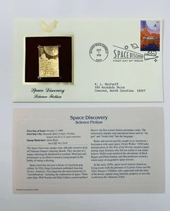Space Discovery Science Fiction Ersttagsausgabe 22 kt Gold Replik Briefmarke - Bild 1 von 4