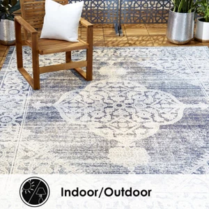 Nicole Miller Designer Area Rug Navy Blue Modern Medallion Ultra Soft - Picture 1 of 11