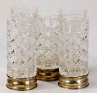 Antique/Vintage Cut Glass Tumblers With 800 Silver Base X5 - Hi Ball,Water Glass