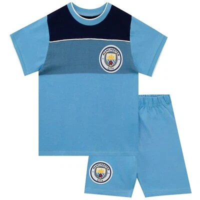 Manchester City FC Short PJ Set Kids Boys 3 4 5 6 7 8 9 10 11 12 Years Pyjamas