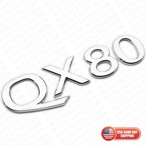 For Infiniti QX80 Rear Liftgate Logo Letter Badge Emblem Nameplate Silver Chrome - Picture 1 of 5