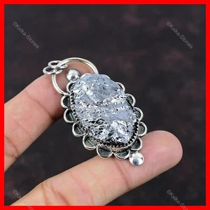 Valentines Sale 925 Silver Oval Shungite Rough Stone Bezel Boho Pendant Jewelry - Picture 1 of 6