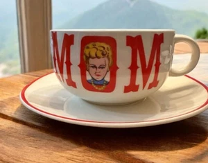 MOM übergroße Tasse & Untertasse, Crooksville China 1950’s Cottage Core Granny Core - Bild 1 von 10