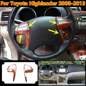 For Toyota Highlander 2008-2013 Peach Wood Grain Steering Wheel Strip Cover Trim - Foto 1 di 6