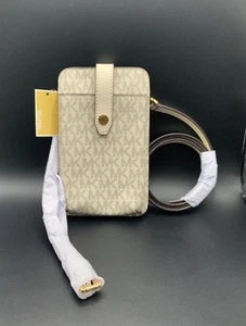 NEW with Tag Michael Kors Logo Smartphone Crossbody Bag~Light Cream~NEW!!! - Picture 1 of 7