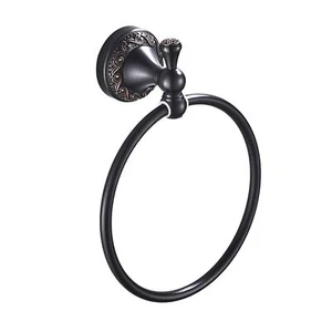 Oil Rubble Bronze Brass Bath Towel Ring Wall Mounted Black Bathroom Hardware ... - Picture 1 of 8
