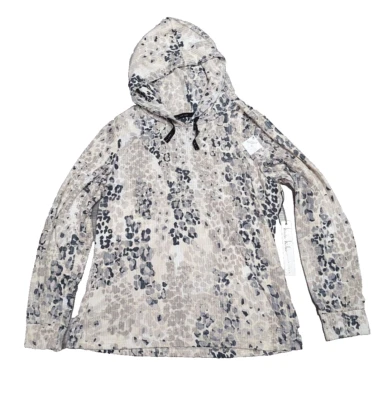 NEW Nicole Miller Lounge Top Leopard Print Hoodie Ultra Soft Size M Night & Day - Image 1 of 4