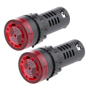 2Pcs AC DC 12V 0.9inch Red LED Buzzer Alarm Signal Indicator Flash Light Panel - Picture 1 of 6