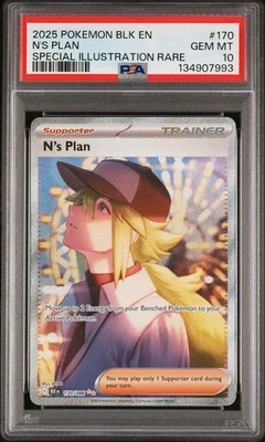 2025 POKEMON BLK EN-BLACK BOLT #170 N'S PLAN SPECIAL ILLUSTRATION RARE PSA 10 - Image 1 of 3
