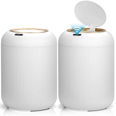 Paquete de 2 botes de basura con sensor de movimiento automático con tapa, basura eléctrica delgada de 3 galones Foto 1 de 4