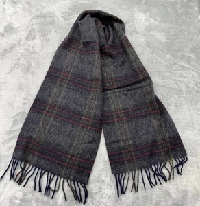 Vintage Plaid Tartan Wool Scarf Fringe 100% Lambswool Made In Great Britain - Picture 1 of 6