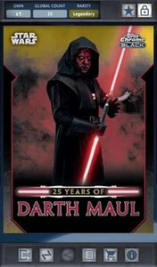 Star Wars Card Trader Cromo Nero - 25 anni di Darth Maul Oro 50cc Leggendario - Foto 1 di 3