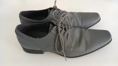 Calvin Klein “Benton” Men’s Oxford Dress Shoes – Size 11.5, Textured Dark Gray - Image 1 of 4