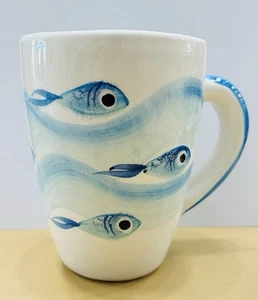 Bassano pottery: Mug Fish Pattern .Made/Painted by hand-Italy - Picture 1 of 5