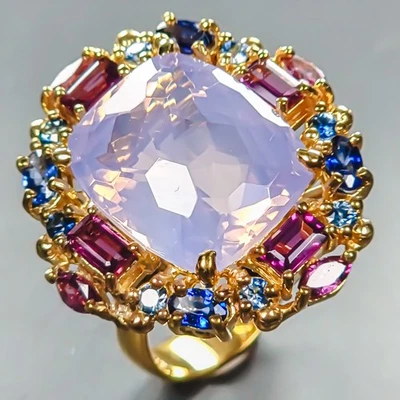 GEMA A+ 15 ct+ Anillo Cuarzo Lavanda Natural Plata de Ley 925 Talla 7.5/R441522 Foto 1 de 4