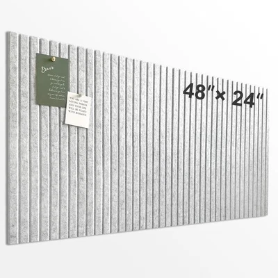 8 Pack Silver Gray Felt Wall Tiles, Slat Wall Paneling, Adhesive Tabs, Pin Board - Image 1 of 4