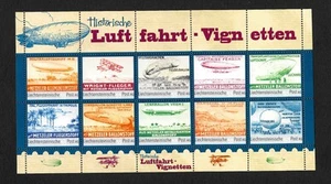 Liechtenstein: Historische Luftfahrt-Vignetten, postfrisch Kleinbogen - Bild 1 von 1