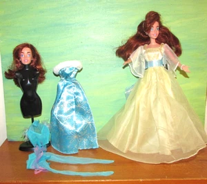 Anastasia Dream Walzer Fell Kleid rote Haare blau Rock Schlittschuhe extra Kopf 11,5" Puppe - Bild 1 von 24