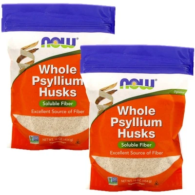 Now Foods, (paquete de 2) cáscaras de psyllium enteras, 16 oz (454 g) Foto 1 de 3
