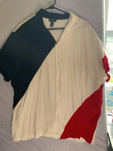 Forever 21 shirt Men’s SZ XL Colorblock Short sleeve button down White Red Black - Picture 1 of 11