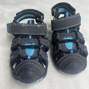 APAKOWA Blue & Black Round Toe Toddler Outdoor Sandals Shoes Size 21 - Picture 1 of 10