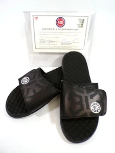 2020-21 0 Pistons #18 Player Worn Black 313 Size 13 Sandals COA - Bild 1 von 6