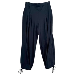 Free People Beach Jogger Cotton Pants M Black Ankle Tie Leisurewear Bohemian - Picture 1 of 9