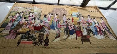 Handmade Chinese Cross Stitch “Four Arts of the Chinese Scholar” – Silk Wall Art - Image 1 of 3