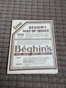 Beghin's Map of Jersey 1930 - Fold-Out - Excellent with superb fashion adverts - Picture 1 of 13