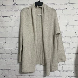Vince Damen offene drapierte Strickjacke M meliert beige Wolle Kaschmir offen - Bild 1 von 5