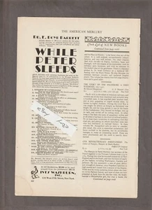 1929 WHILE PETER SLEEPS Magazine AD~E. Boyd Barrett~ROME HAUL~Walter Edmonds - Picture 1 of 2