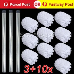 10x brush head +3* Rod Toilet spare brush stainless steel toilet brush spare Set - Picture 1 of 10