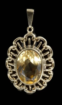 333/ 8kt Gold Anhänger mit Citrin facettenreich, Antik - Bild 1 von 2