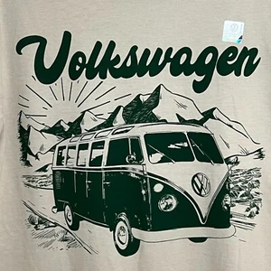 Volkswagen Official Licensed 21 Window Bus Logo Van Men's Medium T-Shirt Beige - Picture 1 of 3