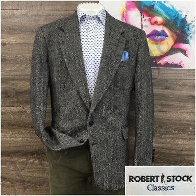 Blazer de tweed vintage para hombre abrigo deportivo chaqueta informal de dos botones talla 46L traje de lana Foto 1 de 4