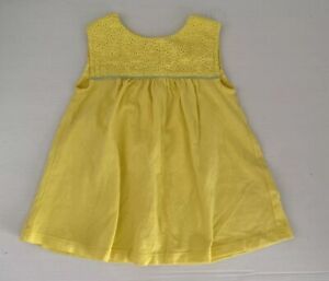 Baby Boden Yellow Broderie Anglaise Top Sun Dress Size 6-12 Months Buttons