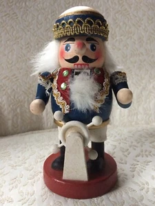 Nutcracker Boat Captain Wheel Helm Wood VTG Christmas Gift Navigate 5.1/2” Tall - Picture 1 of 11