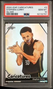 2024 Leaf Caricatures Stephen Curry #03 Silver Refractor Holo 44/99 PSA 10 - Picture 1 of 3